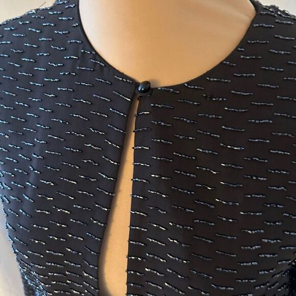 Barry Bricken Vintage Black Silk Long Sleeve Sequence Top - Picture 2 of 5